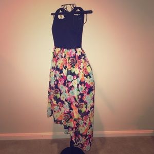 Floral Sundress with Black Lace Bust